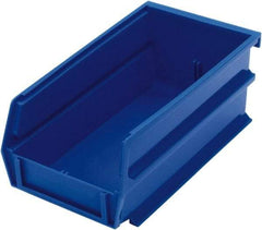 Triton - 7-3/8" Deep, Blue Polypropylene Hopper Stacking Bin - 3" High x 4-1/8" Wide x 7-3/8" Long - USA Tool & Supply