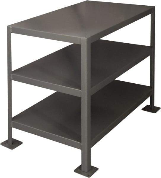 Durham - 36 Wide x 24" Deep x 30" High, Steel Machine Work Table - Flat Top, Rounded Edge, Fixed Legs, Gray - USA Tool & Supply