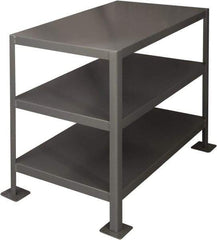 Durham - 36 Wide x 18" Deep x 30" High, Steel Machine Work Table - Flat Top, Rounded Edge, Fixed Legs, Gray - USA Tool & Supply