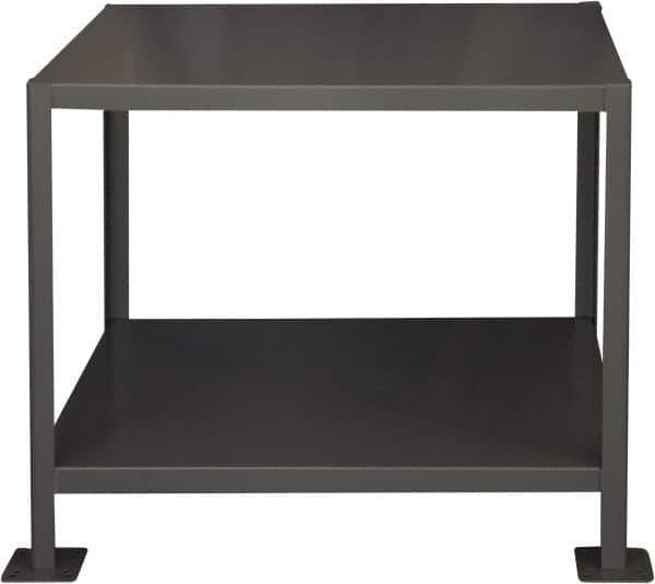 Durham - 48 Wide x 24" Deep x 30" High, Steel Machine Work Table - Flat Top, Rounded Edge, Fixed Legs, Gray - USA Tool & Supply