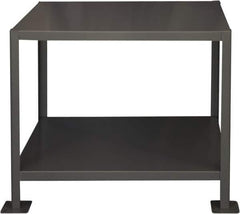 Durham - 48 Wide x 24" Deep x 36" High, Steel Machine Work Table - Flat Top, Rounded Edge, Fixed Legs, Gray - USA Tool & Supply