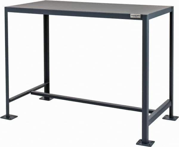 Durham - 48 Wide x 24" Deep x 36" High, Steel Machine Work Table - Flat Top, Rounded Edge, Fixed Legs, Gray - USA Tool & Supply