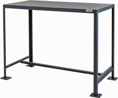 Durham - 48 Wide x 24" Deep x 36" High, Steel Machine Work Table - Flat Top, Rounded Edge, Fixed Legs, Gray - USA Tool & Supply
