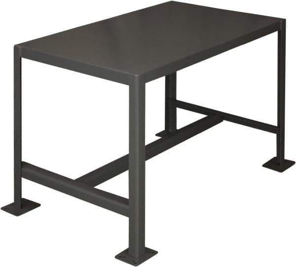 Durham - 48 Wide x 24" Deep x 42" High, Steel Machine Work Table - Flat Top, Rounded Edge, Fixed Legs, Gray - USA Tool & Supply