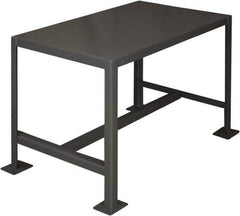 Durham - 48 Wide x 24" Deep x 42" High, Steel Machine Work Table - Flat Top, Rounded Edge, Fixed Legs, Gray - USA Tool & Supply