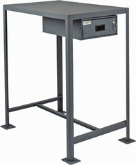 Durham - 36 Wide x 24" Deep x 42" High, Steel Machine Work Table with Drawer - Flat Top, Rounded Edge, Fixed Legs, Gray - USA Tool & Supply