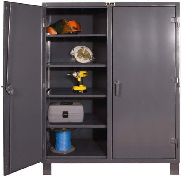 Durham - 6 Shelf Locking Storage Cabinet - Steel, 48" Wide x 24" Deep x 66" High, Gray - USA Tool & Supply