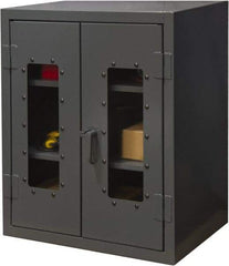 Durham - 2 Shelf Visible Storage Cabinet - Steel, 36" Wide x 24" Deep x 42" High, Gray - USA Tool & Supply