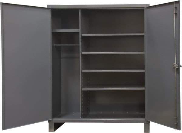 Durham - 5 Shelf Combination Storage Cabinet - Steel, 60" Wide x 24" Deep x 78" High, Gray - USA Tool & Supply