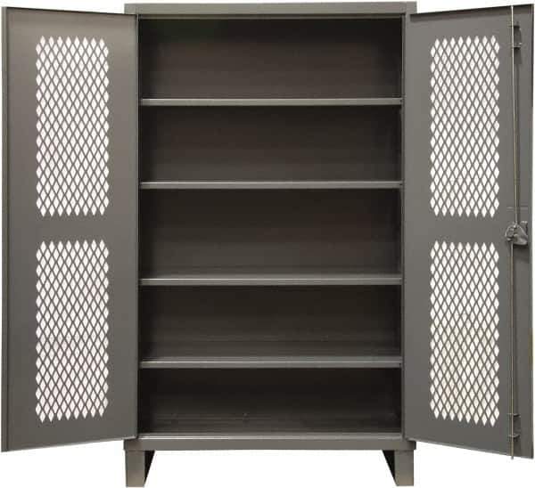 Durham - 4 Shelf Locking Storage Cabinet - Steel, 60" Wide x 24" Deep x 78" High, Gray - USA Tool & Supply