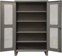 Durham - 4 Shelf Locking Storage Cabinet - Steel, 48" Wide x 24" Deep x 78" High, Gray - USA Tool & Supply