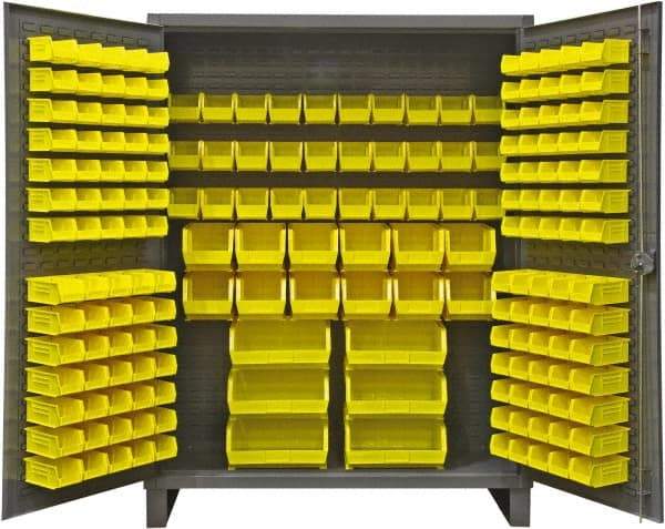 Durham - 198 Bin Storage Cabinet - Steel, 60" Wide x 24" Deep x 78" High, Gray - USA Tool & Supply