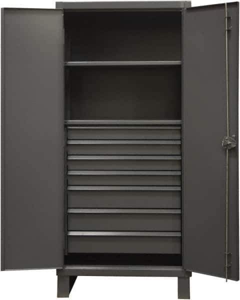 Durham - 2 Shelf Locking Storage Cabinet - Steel, 36" Wide x 24" Deep x 78" High, Gray - USA Tool & Supply