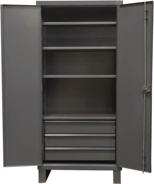 Durham - 4 Shelf Locking Storage Cabinet - Steel, 36" Wide x 24" Deep x 78" High, Gray - USA Tool & Supply