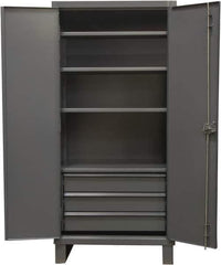 Durham - 4 Shelf Locking Storage Cabinet - Steel, 36" Wide x 24" Deep x 78" High, Gray - USA Tool & Supply