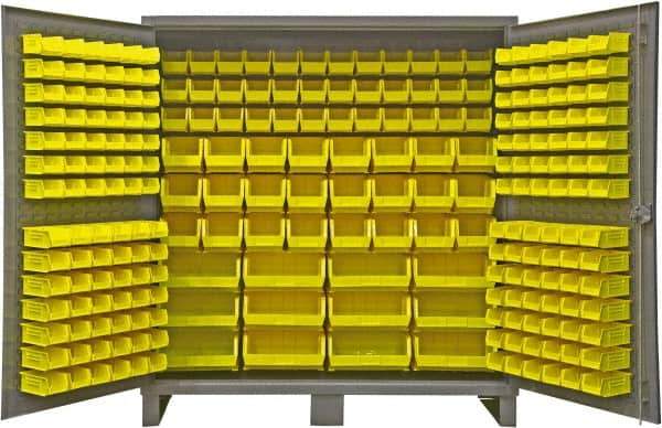 Durham - 240 Bin Storage Cabinet - Steel, 72" Wide x 24" Deep x 78" High, Gray - USA Tool & Supply