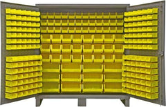 Durham - 240 Bin Storage Cabinet - Steel, 72" Wide x 24" Deep x 78" High, Gray - USA Tool & Supply