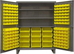 Durham - 3 Shelf 156 Bin Storage Cabinet - Steel, 60" Wide x 24" Deep x 78" High, Gray - USA Tool & Supply