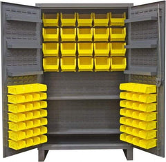 Durham - 2 Shelf 84 Bin Storage Cabinet - Steel, 48" Wide x 24" Deep x 78" High, Gray - USA Tool & Supply