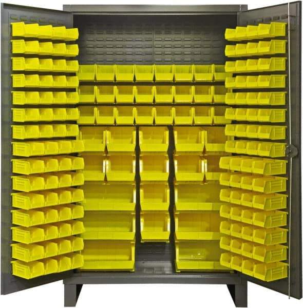 Durham - 162 Bin Storage Cabinet - Steel, 48" Wide x 24" Deep x 78" High, Gray - USA Tool & Supply