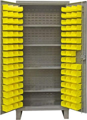 Durham - 4 Shelf 96 Bin Storage Cabinet - Steel, 36" Wide x 24" Deep x 78" High, Gray - USA Tool & Supply