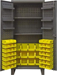 Durham - 2 Shelf 60 Bin Storage Cabinet - Steel, 36" Wide x 24" Deep x 78" High, Gray - USA Tool & Supply
