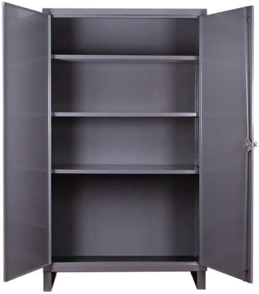 Durham - 3 Shelf Locking Storage Cabinet - Steel, 48" Wide x 24" Deep x 66" High, Gray - USA Tool & Supply