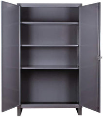 Durham - 3 Shelf Locking Storage Cabinet - Steel, 72" Wide x 24" Deep x 66" High, Gray - USA Tool & Supply