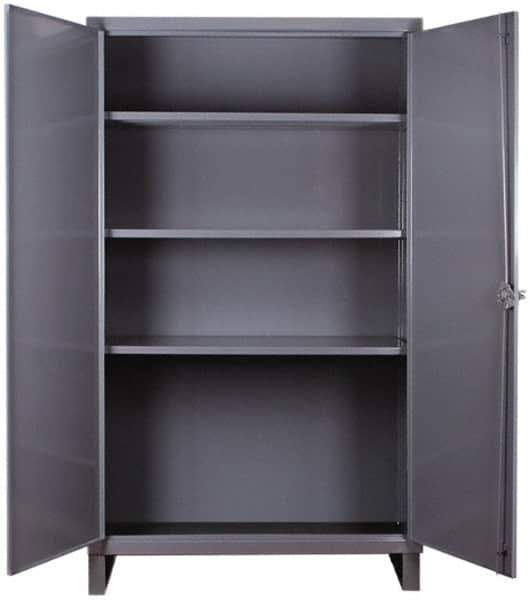 Durham - 3 Shelf Locking Storage Cabinet - Steel, 36" Wide x 24" Deep x 66" High, Gray - USA Tool & Supply