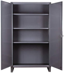 Durham - 3 Shelf Locking Storage Cabinet - Steel, 60" Wide x 24" Deep x 66" High, Gray - USA Tool & Supply