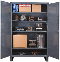 Durham - 4 Shelf Locking Storage Cabinet - Steel, 72" Wide x 24" Deep x 78" High, Gray - USA Tool & Supply