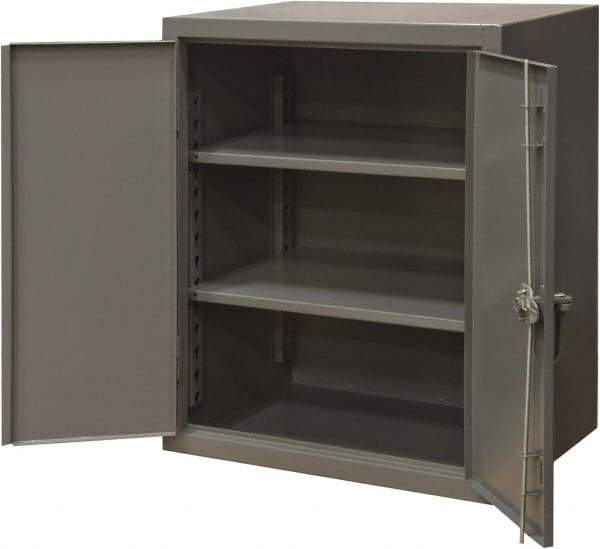 Durham - 2 Shelf Locking Storage Cabinet - Steel, 24" Wide x 20" Deep x 36" High, Gray - USA Tool & Supply