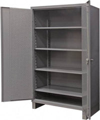 Durham - 4 Shelf Pegboard Storage Cabinet - Steel, 48" Wide x 24" Deep x 78" High, Gray - USA Tool & Supply