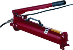 GKS - 2 Stage, 2" Piston Diam, 0.160 & 2.600 Cu In Per Stroke, Manual Hydraulic Pump - 152 Cu In Reservoir, 2-1/4" Piston Stroke, 435 psi First Stage, 7,542 psi Second Stage - USA Tool & Supply