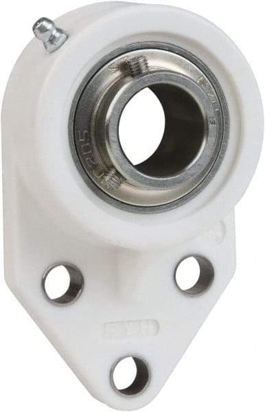 Value Collection - 1-1/4" ID, 5-15/32" OAL x 1-5/8" OAH 3 Bolt Flange Mounted Bearing - 2,540 Lb Static Cap, 4,383 Lb Dyn Cap, 1-7/8" Btw Mnt Hole Ctrs, 49/64" Base-to-Ctr Ht, Thermoplastic - USA Tool & Supply