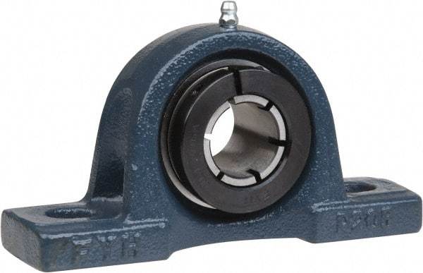 Value Collection - 1-3/16" ID, 6-1/2" OAL x 3-5/16" OAH Pillow Block - 2,540 Lb Static Cap, 4,383 Lb Dyn Cap, 4-3/4" Btw Mnt Hole Ctrs, 1-11/16" Base-to-Ctr Ht, Cast Iron - USA Tool & Supply