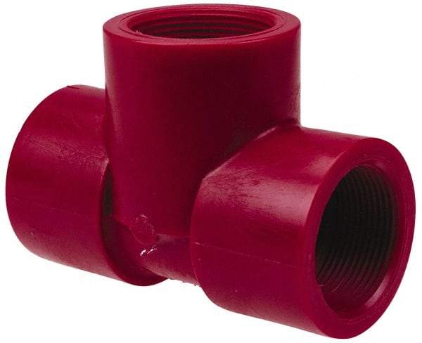 NIBCO - 1-1/2" PVDF Plastic Pipe Tee - Schedule 80, FIPT x FIPT x FIPT End Connections - USA Tool & Supply