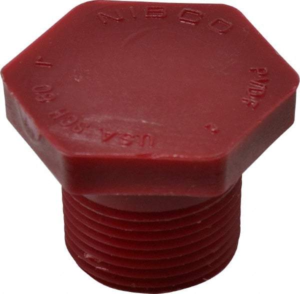 NIBCO - 1" PVDF Plastic Pipe Threaded Plug - Schedule 80, MIPT x MIPT End Connections - USA Tool & Supply