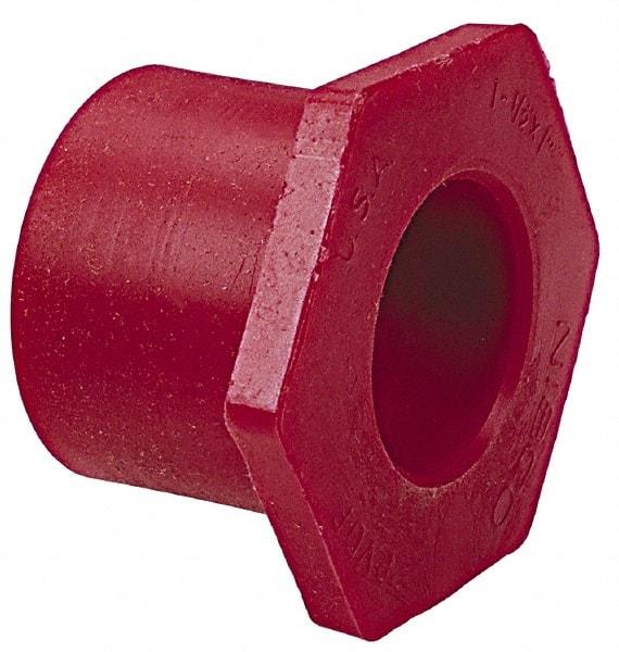 NIBCO - 2 x 1" PVDF Plastic Pipe Flush Socket Reducer Bushing - Schedule 80, SPIG x S End Connections - USA Tool & Supply