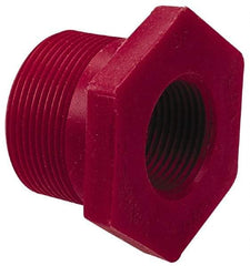 NIBCO - 1-1/2 x 1" PVDF Plastic Pipe Flush Threaded Reducer Bushing - Schedule 80, MIPT x FIPT End Connections - USA Tool & Supply