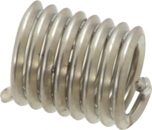 Recoil - 1/4-20 UNC, 1/2" OAL, Free Running Helical Insert - 8 Free Coils, Tanged, Stainless Steel, Bright Finish, 2D Insert Length - USA Tool & Supply