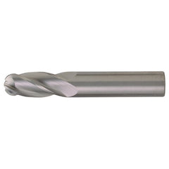 ‎1/4″ Dia. × 1/4″ Shank × 1-1/8″ DOC × 3″ OAL, Carbide TiCN, Spiral , 4 Flute, CW Helix, Round, Ballnose End Mill - Exact Industrial Supply