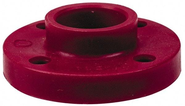 NIBCO - 1-1/2" Pipe, 5" OD, PVDF Socket Pipe Flange - Schedule 80, Red - USA Tool & Supply