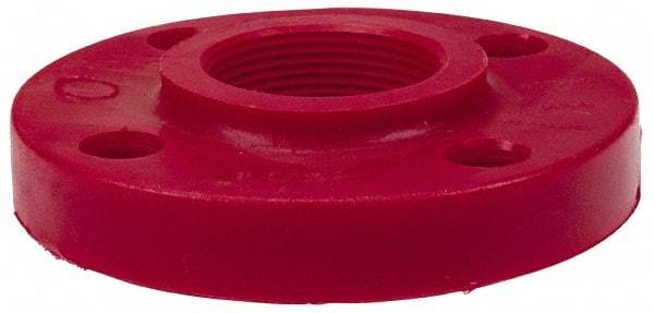 NIBCO - 1-1/2" Pipe, 5" OD, PVDF Threaded Pipe Flange - Schedule 80, Red - USA Tool & Supply