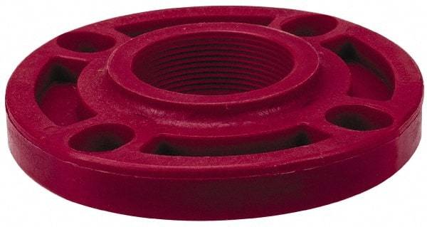 NIBCO - 2" Pipe, 6" OD, PVDF Threaded Pipe Flange - Schedule 80, Red - USA Tool & Supply