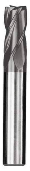 SGS - 15/32", 1" LOC, 1/2" Shank Diam, 3" OAL, 4 Flute, Solid Carbide Square End Mill - Single End, AlTiN Finish, Spiral Flute, 30° Helix, Centercutting, Right Hand Cut, Right Hand Flute, Series 1 - USA Tool & Supply
