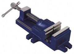 Gibraltar - 4" Jaw Opening Capacity x 1-1/2" Throat Depth, Horizontal Drill Press Vise - 3-1/2" Wide Jaw, Stationary Base, Standard Speed, 12-1/2" OAL, Cast Iron - USA Tool & Supply