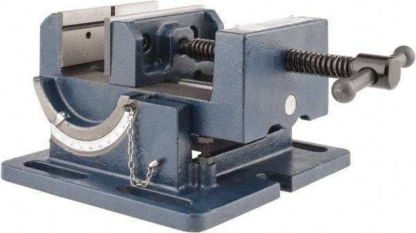 Gibraltar - 4" Jaw Width, 4" Jaw Opening Capacity, Angle Stationary Machine Vise - Manual Operation, 1 Station, 9-7/16" Long x 4-1/2" High x 1-1/2" Deep, 1-1/2" Jaw Height - USA Tool & Supply