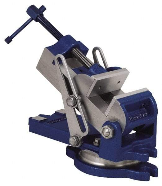 Gibraltar - 4" Jaw Width, 4" Jaw Opening Capacity, Angle Swivel Machine Vise - Manual Operation, 1 Station, 12-1/4" Long x 5-15/16" High x 1-3/4" Deep, 1-3/4" Jaw Height - USA Tool & Supply