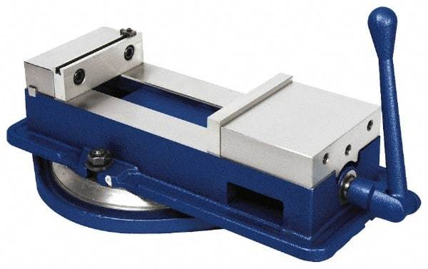 Gibraltar - 6" Jaw Width, 8-3/4" Jaw Opening Capacity, Horizontal Swivel Machine Vise - Manual Operation, 1 Station, 19-1/2" Long x 6-1/4" High x 1-5/8" Deep, 1-5/8" Jaw Height - USA Tool & Supply